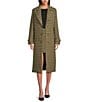Gibson & Latimer Houndstooth Woven Wool Blend Notch Lapel Button Front Long Sleeve Coordinating Blazer Trench Coat, Color:Green Multi. - Image 1