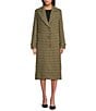 Gibson & Latimer Houndstooth Woven Wool Blend Notch Lapel Button Front Long Sleeve Coordinating Blazer Trench Coat, Color:Green Multi. - Image 2