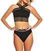 Gibson & Latimer Illusion Solid Banded High Waist Swim Bottom - Image 3