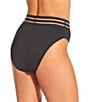 Gibson & Latimer Illusion Solid Banded High Waisted Swim Bottom, Color:Black - Image 2