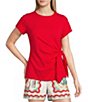 Gibson & Latimer Knit Crew Neckline Cap Sleeve Side Tie Top - Image 1