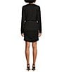 Gibson & Latimer Knit Studded Splice V Neck Long Sleeve Wrap Blouson Above the Knee Dress, Color:Black - Image 2