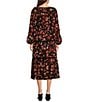 Color:Spice Flower - Image 2 - Long Sleeve Lace Insert Floral Print Midi Dress