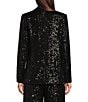 Color:Black - Image 2 - Long Sleeve Satin Contrast Sequin Knit Coordinating Blazer