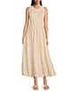 Gibson & Latimer Mixed Media Jewel Neck Sleeveless Fit and Flare Flounce Dress, Color:Oyster - Image 1