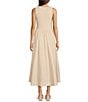 Gibson & Latimer Mixed Media Jewel Neck Sleeveless Fit and Flare Flounce Dress, Color:Oyster - Image 2