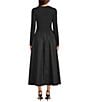 Gibson & Latimer Mixed Media Round Neck Long Sleeve Fit and Flare A-Line Maxi Dress, Color:Black - Image 2