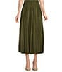 Gibson & Latimer Moonshadow Belted Pleated Midi Skirt, Color:Deep Moss - Image 2