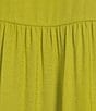 Gibson & Latimer Moonshadow Satin Split Round Neck Dropped Short Roll Tab Sleeve Hi-Low Shirttail Blouse, Color:Cactus - Image 4