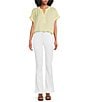 Gibson & Latimer Moonshadow Satin Split V-Neck Dropped Short Roll Tab Sleeve Hi-Low Shirttail Blouse - Image 3