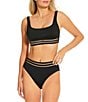 Gibson & Latimer Nov Illusion Solid Banded Square Neck Bralette Swim Top - Image 3