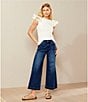 Color:Blue - Image 5 - Perfect Fit Palazzo Twill Denim Ankle Jeans