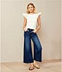 Color:Blue - Image 6 - Perfect Fit Palazzo Twill Denim Ankle Jeans