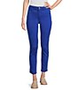 Color:True Blue - Image 1 - Perfect Fit Ankle Side Slit Skinny Twill Pants