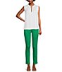 Color:Kelly Green - Image 3 - Perfect Fit Ankle Side Slit Skinny Twill Pants