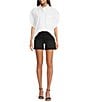 Gibson & Latimer Perfect Fit Twill Denim High Rise Roll Cuff Shorts, Color:Black - Image 3