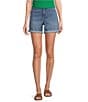 Gibson & Latimer Perfect Fit Worn Wash Twill Denim High Rise Roll Cuff Shorts, Color:Worn - Image 1