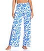 Gibson & Latimer Porcelain Floral Swim Fabric Pant Cover-Up, Color:Bright Royal - Image 1