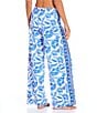Gibson & Latimer Porcelain Floral Swim Fabric Pant Cover-Up, Color:Bright Royal - Image 2