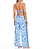 Gibson & Latimer Porcelain Floral Swim Fabric Pant Cover-Up, Color:Bright Royal - Image 4