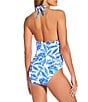 Gibson & Latimer Porcelain V-Neck Halter One Piece Swimsuit, Color:Bright Royal - Image 2