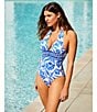 Gibson & Latimer Porcelain V-Neck Halter One Piece Swimsuit, Color:Bright Royal - Image 4