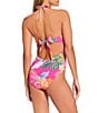 Gibson & Latimer Rainforest Jungle V-Wire Bandeau One Piece Swimsuit, Color:Magenta - Image 2