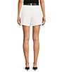 Gibson & Latimer Woven Belted Regular Rise Pleated Trouser Coordinating Shorts, Color:White - Image 2