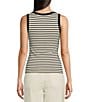 Color:Black/White - Image 2 - Ribbed Knit Scoop Neck Sleeveless Tank Top