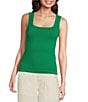 Color:Kelly Green - Image 1 - Ribbed Knit Scoop Neck Sleeveless Tank Top