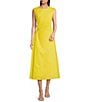 Gibson & Latimer Round Neck Sleeveless Ruched Side Sheath Midi Dress, Color:Sunlight - Image 1