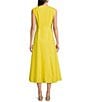 Gibson & Latimer Round Neck Sleeveless Ruched Side Sheath Midi Dress, Color:Sunlight - Image 2