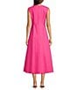 Gibson & Latimer Round Neck Sleeveless Ruched Side Sheath Midi Dress, Color:Magenta - Image 2