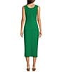 Color:Kelly Green - Image 2 - Scoop Neckline Sleeveless Twist Waist Sheath Midi Dress