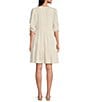 Color:Vanilla - Image 2 - Shirred Elbow Sleeve V-Neck Tiered Mini Dress
