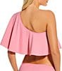 Gibson & Latimer Solid One Shoulder Ruffle Swim Top & Solid High Waist Swim Bottom - Image 4