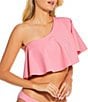 Gibson & Latimer Solid One Shoulder Ruffle Swim Top - Image 3