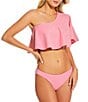 Gibson & Latimer Solid V-Neck Ruffle Bralette Swim Top & Solid Classic Hipster Swim Bottom - Image 2