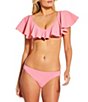 Gibson & Latimer Solid V-Neck Ruffle Bralette Swim Top & Solid Classic Hipster Swim Bottom - Image 1