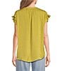 Gibson & Latimer Split V-Neck Cap Sleeve Woven Blouse - Image 2