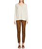 Color:Mocha - Image 3 - Stretch Faux Suede Front Seam High Rise Skinny Leg Pants