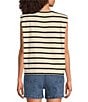 Gibson & Latimer Stripe Knit Crew Neck Sleeveless Muscle Tee Shirt, Color:Oyster/Black - Image 2