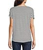 Gibson & Latimer Stripe Print Short Sleeve V-Neck Knit Shirt, Color:Black/Ivory - Image 2