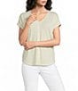 Gibson & Latimer Striped Knit V-Neck Cap Sleeve Shirttail Tee Shirt - Image 1