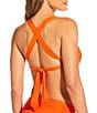 Gibson & Latimer Summer Solid Triangle Crisscross Back Swim Top, Color:Tiger Lily - Image 2