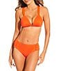 Gibson & Latimer Summer Solid Triangle Crisscross Back Swim Top, Color:Tiger Lily - Image 3