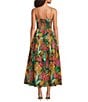 Gibson & Latimer Tropical Print Woven Scoop Tie Neck Spaghetti Strap Shirred Bodice Drop Waist A-Line Flounce Maxi Dress, Color:Green Multi. - Image 2