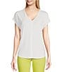 Gibson & Latimer Knit V-Neck Dropped Cap Sleeve Shell Shirttail Tee Shirt - Image 5