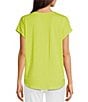 Color:Apple Green - Image 2 - V-Neck Short Sleeve Shell Knit Shirt