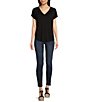 Gibson & Latimer Knit V-Neck Dropped Cap Sleeve Shell Shirttail Tee Shirt - Image 3